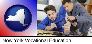 New York, New York - student studying auto mechanics at a vocational school