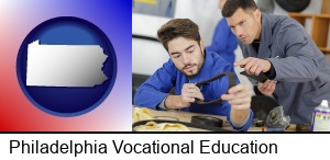 Philadelphia, Pennsylvania - student studying auto mechanics at a vocational school