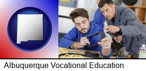 Albuquerque, New Mexico - student studying auto mechanics at a vocational school