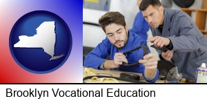 Brooklyn, New York - student studying auto mechanics at a vocational school